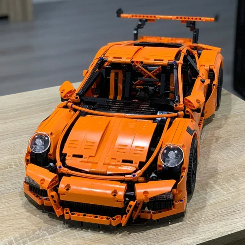 Technical Series 911 GT3 RS Orange Super Sports Car Building Set