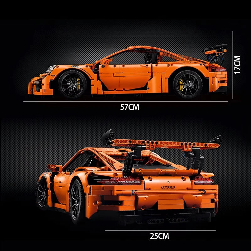 Technical Series 911 GT3 RS Orange Super Sports Car Building Set