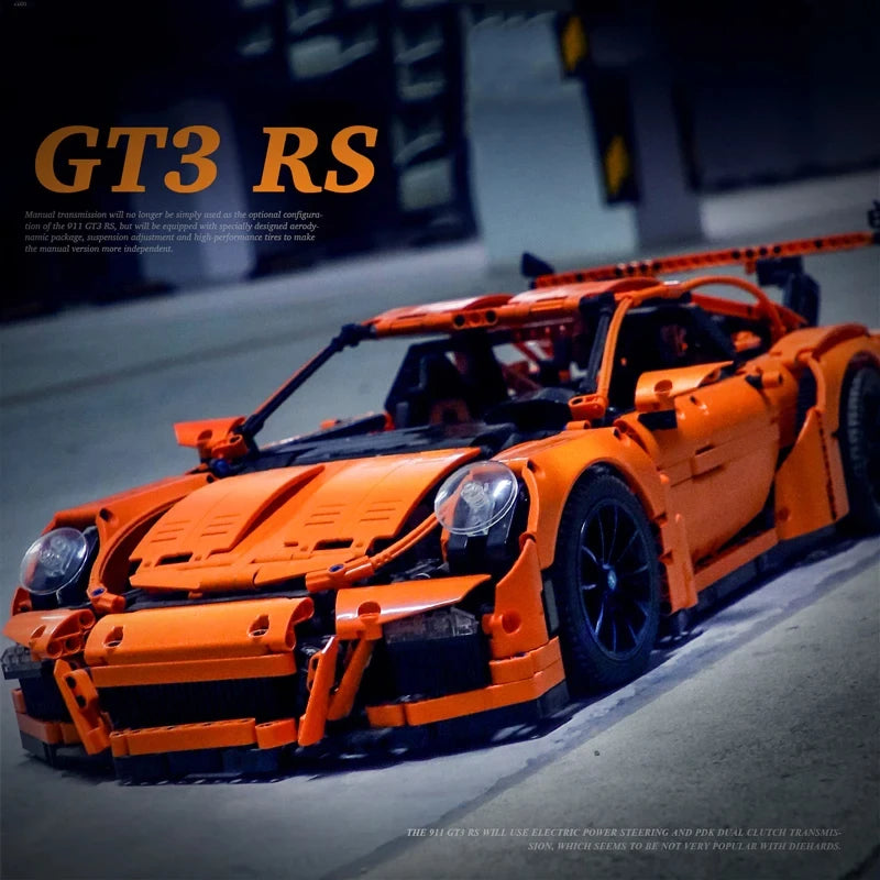 Technical Series 911 GT3 RS Orange Super Sports Car Building Set